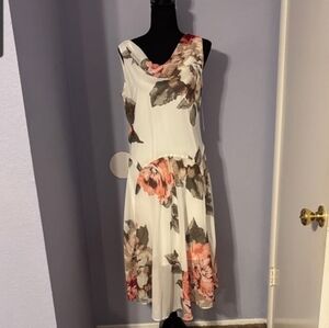 NWT Floral Sleeveless Dress - White and Pink